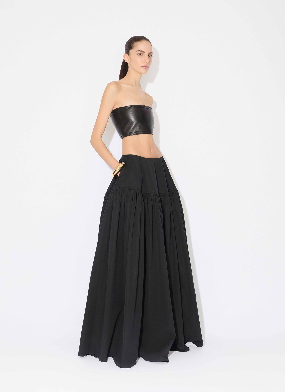 LEATHER BUSTIER ALAÏA BLACK LEATHER BUSTIER
